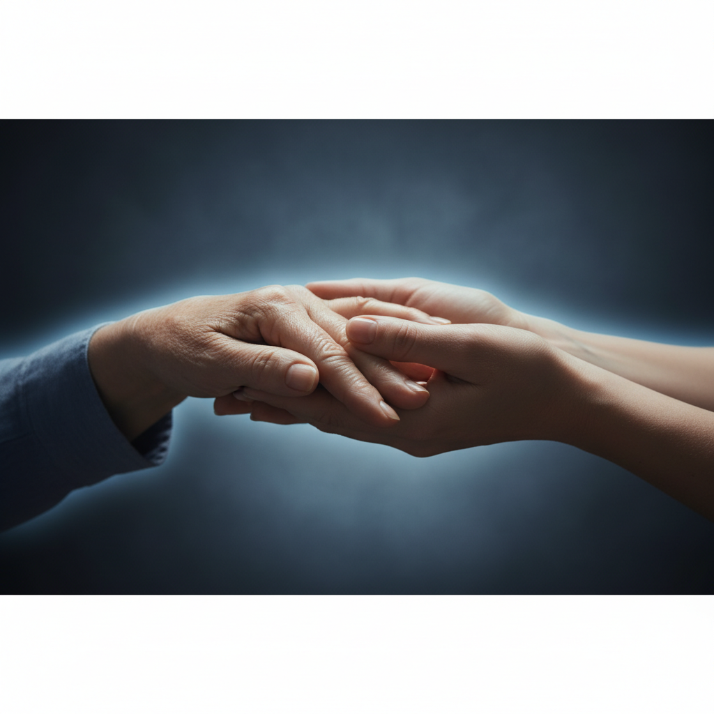 Calm interaction between a carer and an older person with dementia
