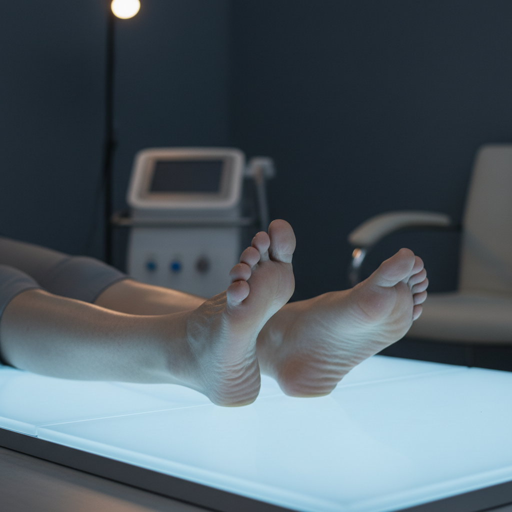 PEMF therapy mat under bare feet